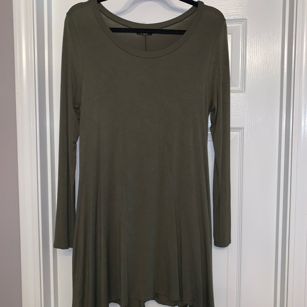 Green T-Shirt Dress with Pockets